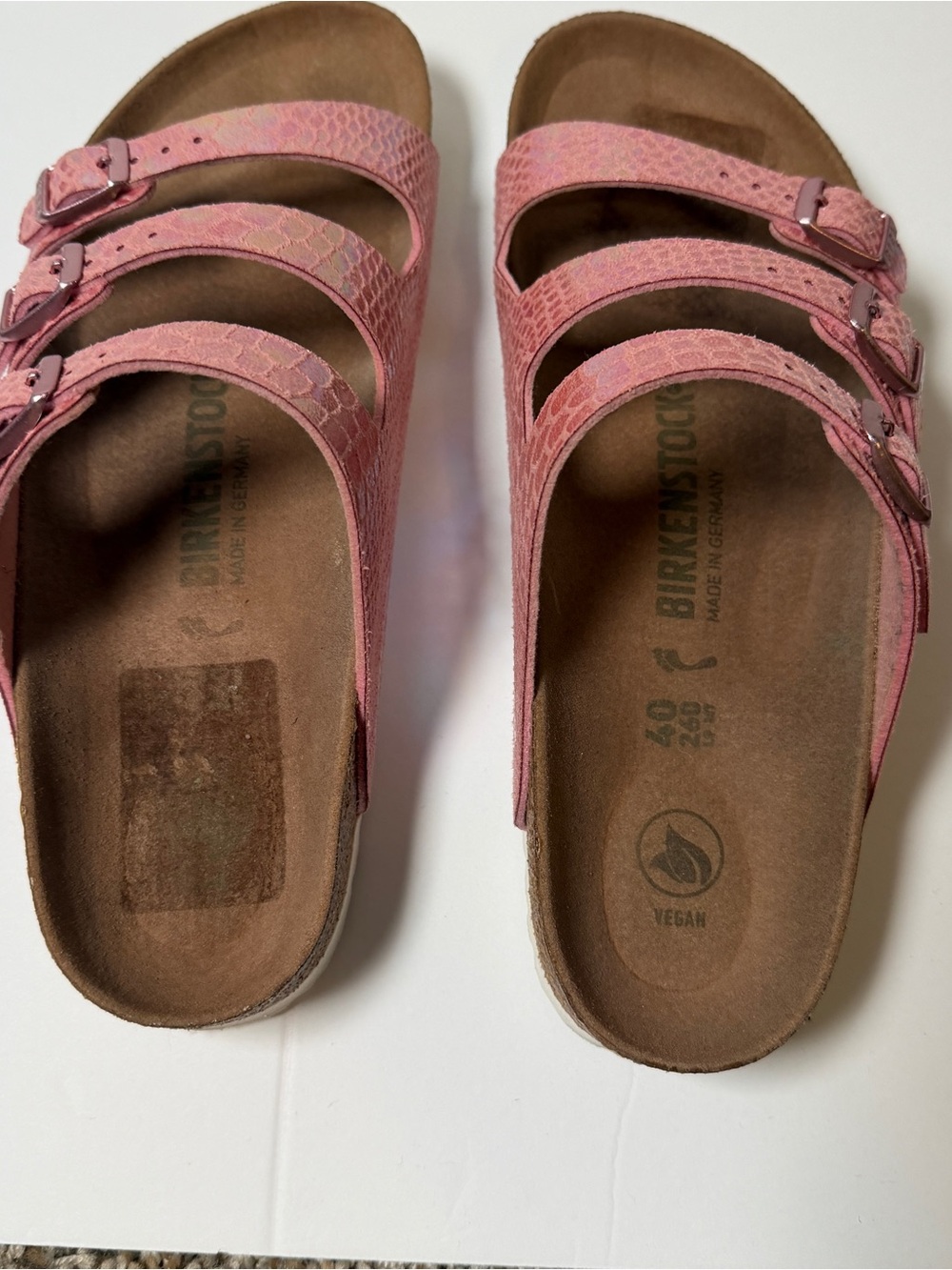 Birkenstock Florida Iridescent Pink Snake Embossed Sandals EU 40/ US 9 - Picture 4 of 6